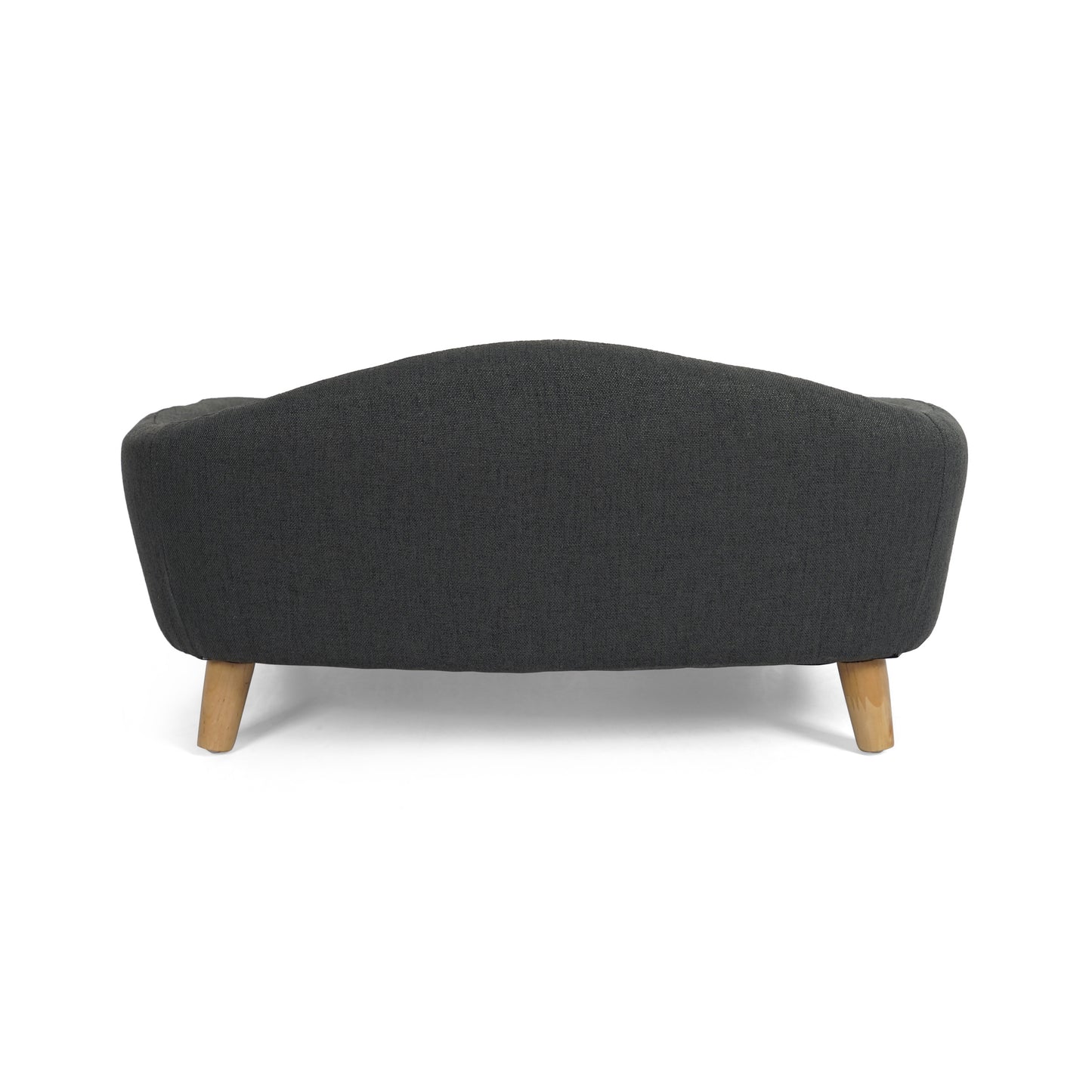Dark gray sofa with wooden legs on a white background
