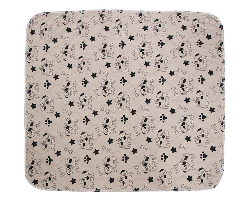 Beige mat with black dog pattern on a white background