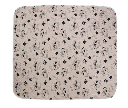 Beige mat with black dog pattern on a white background