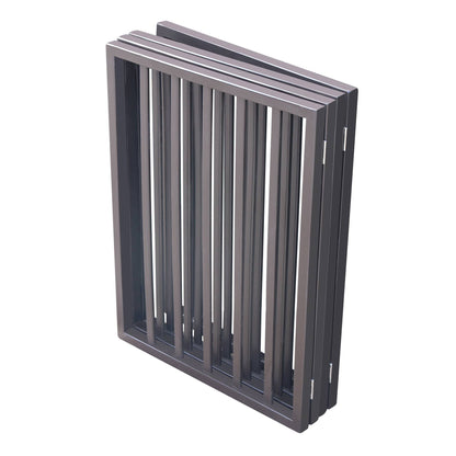 Metallic rectangular grille on a white background