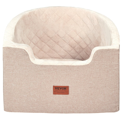 VEVOR Dog Booster Car Seat Pet Car Seat For Small Medium Dog Up To 55 Lbs Brown