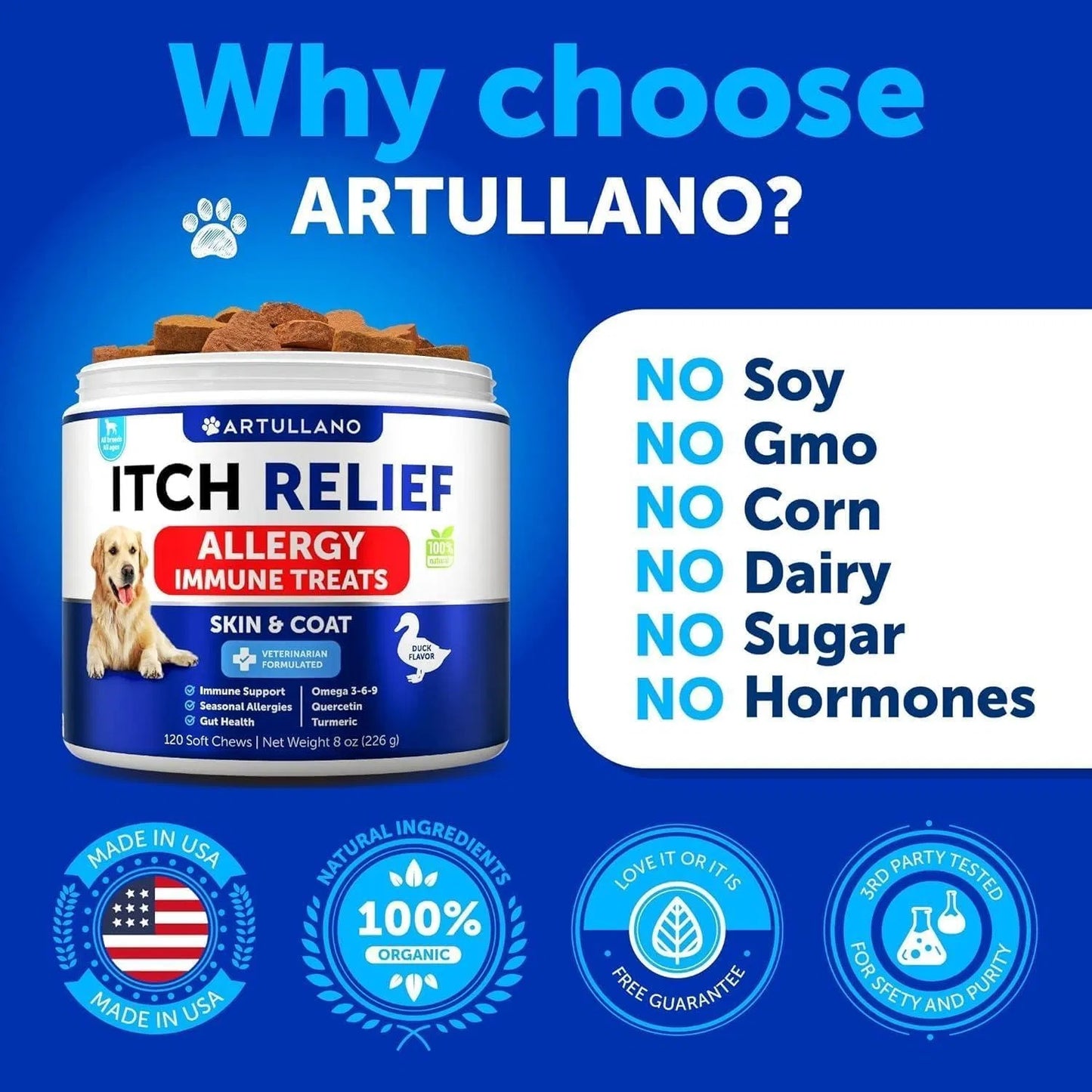 Dog Allergy Relief Chews Itching Skin Relief For Dogs Fish Oil 3 Seasonal Allergies Pills Skin & Coat Anti Itch Hot Spots Treatment Canine Immune Health Supplement 120 Soft Treats