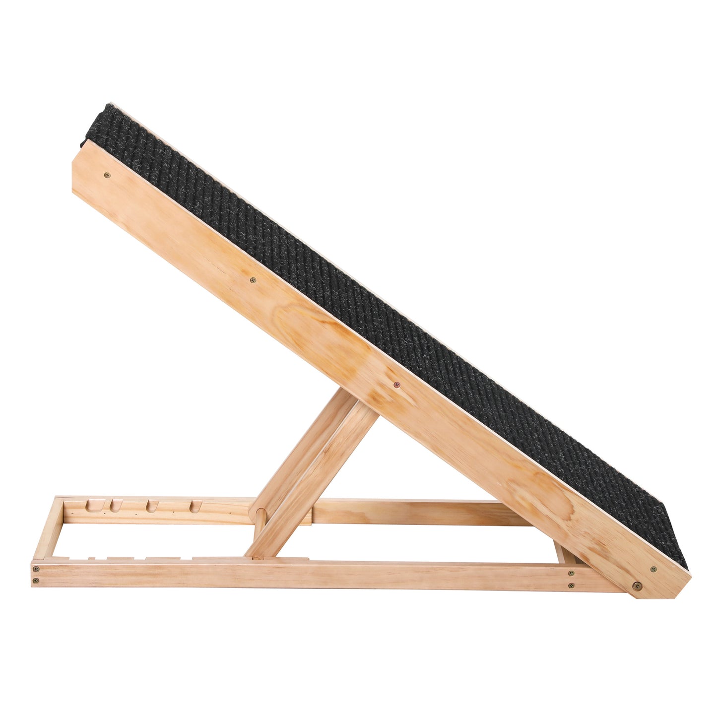 Wooden ramp with black surface on a white background