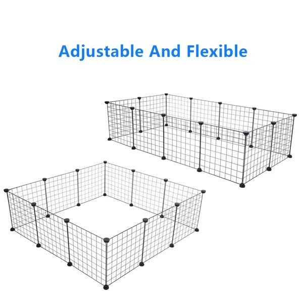 Two adjustable metal grids with black connectors on a white background, labeled 'Adjustable And Flexible'.