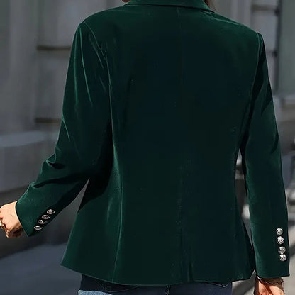 Women's Solid Color Notch Lapel Blazer - Slim Fit Long Sleeve Formal Jacket, Autumn & Winter Elegant Office Wear
