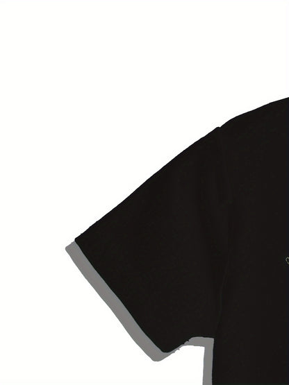 Men's Casual Short Sleeved T-shirt, Unique Bear Print - Soft Polyester Fiber, Machine Washable, Round Neck - Perfect Choice For Summer