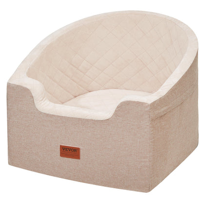 VEVOR Dog Booster Car Seat Pet Car Seat For Small Medium Dog Up To 55 Lbs Brown