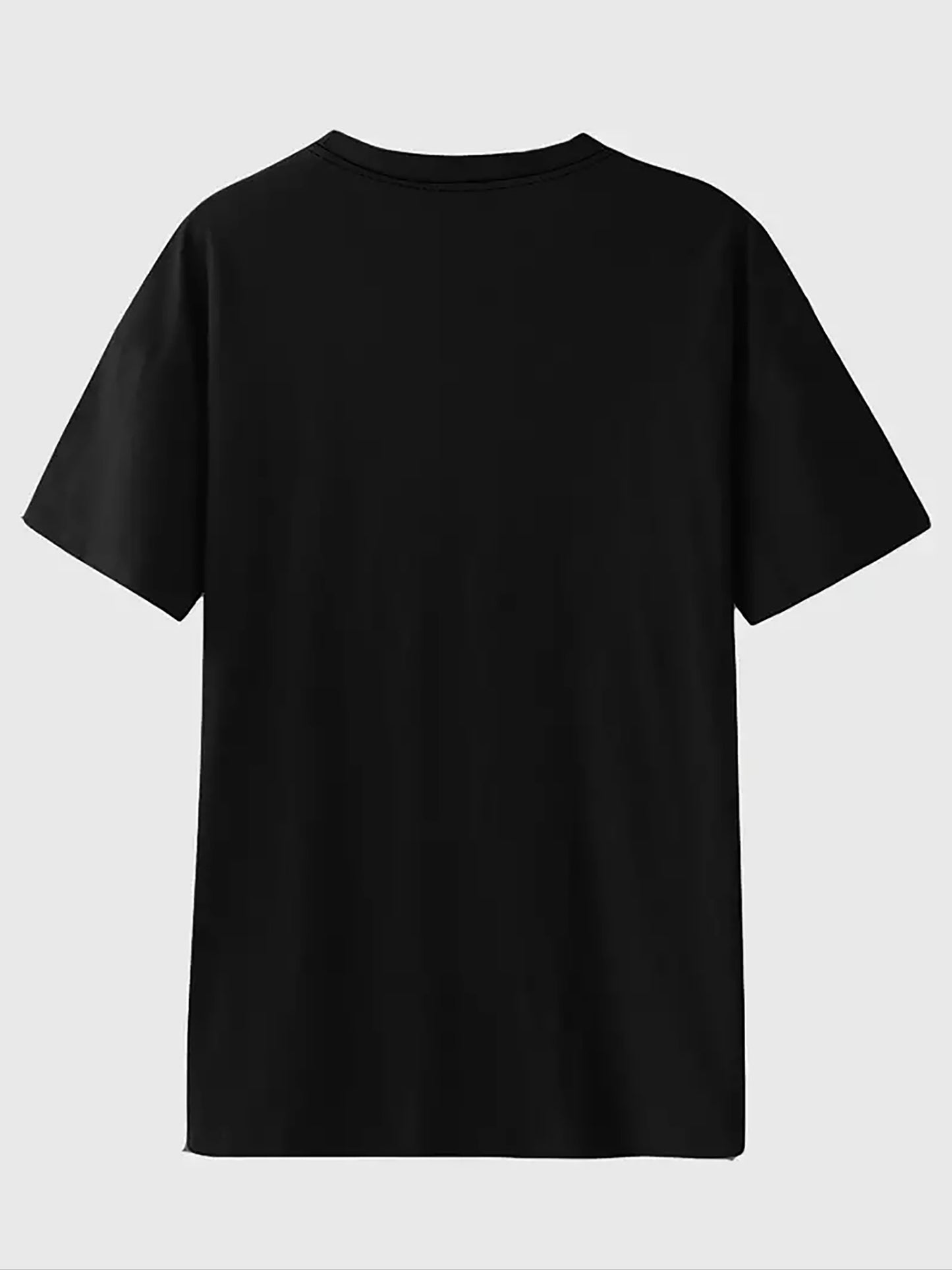 Black t-shirt on a light gray background