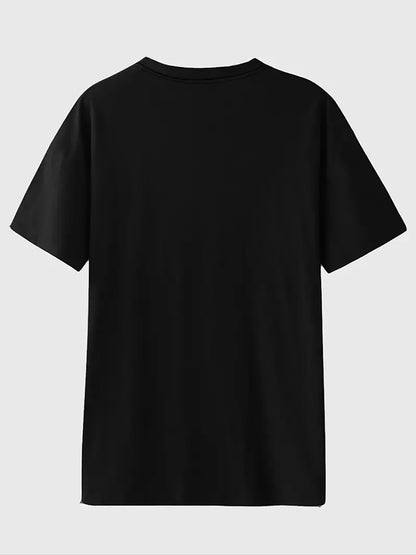 Black t-shirt on a light gray background