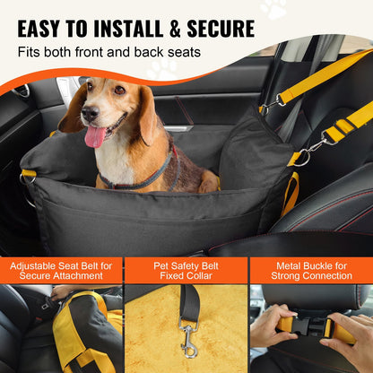 VEVOR Dog Booster Car Seat Pet Car Seat For Small Dog Up To 25lbs Black