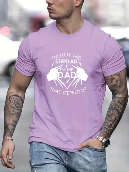 Person wearing a purple t-shirt with a humorous graphic and text.