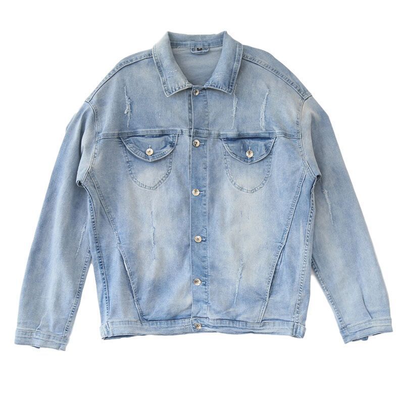 Light blue denim jacket on a white background